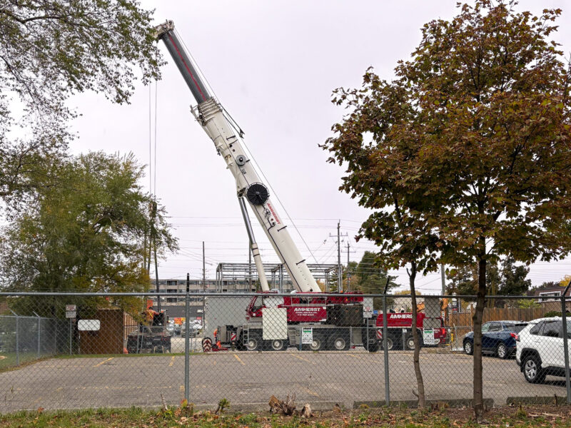 An alternate view of the crane used to deliver the new eHouse.